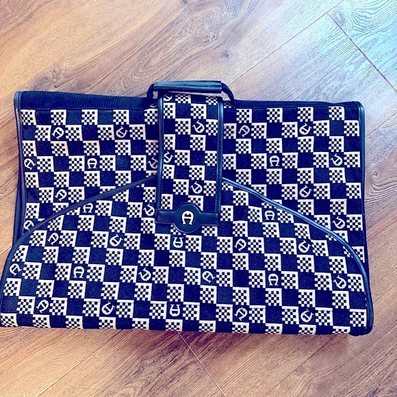 Rare Etienne Aigner Vintage Brown/Black Garment Carry-On Luggage Travel - Picture 3 of 7